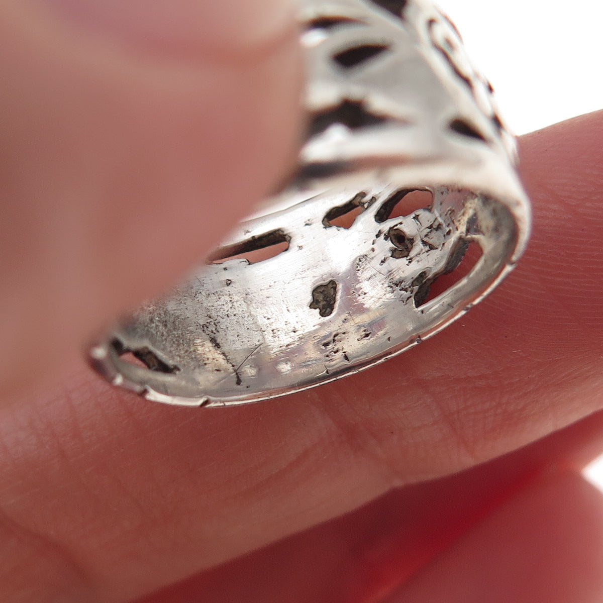 J.D. Schlang Co. 925 Sterling Silver Antique Art Deco Floral Band Ring Size 7