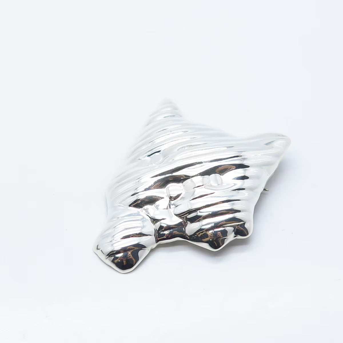 925 Sterling Silver Vintage Mexico Modernist Ribbed Pin Brooch
