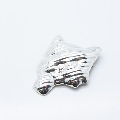 925 Sterling Silver Vintage Mexico Modernist Ribbed Pin Brooch
