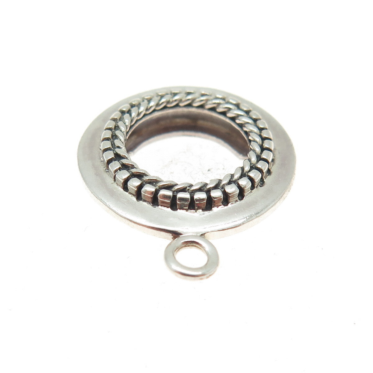 925 Sterling Silver Vintage Picture Frame Round Pendant