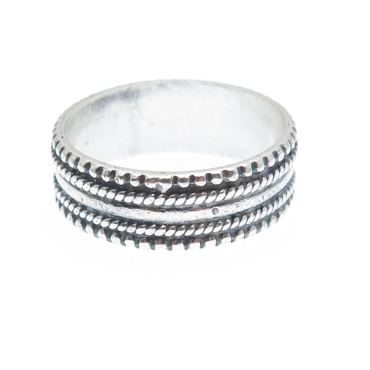 925 Sterling Silver Vintage Granulated Oxidized Band Ring Size 8.5