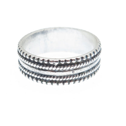925 Sterling Silver Vintage Granulated Oxidized Band Ring Size 8.5