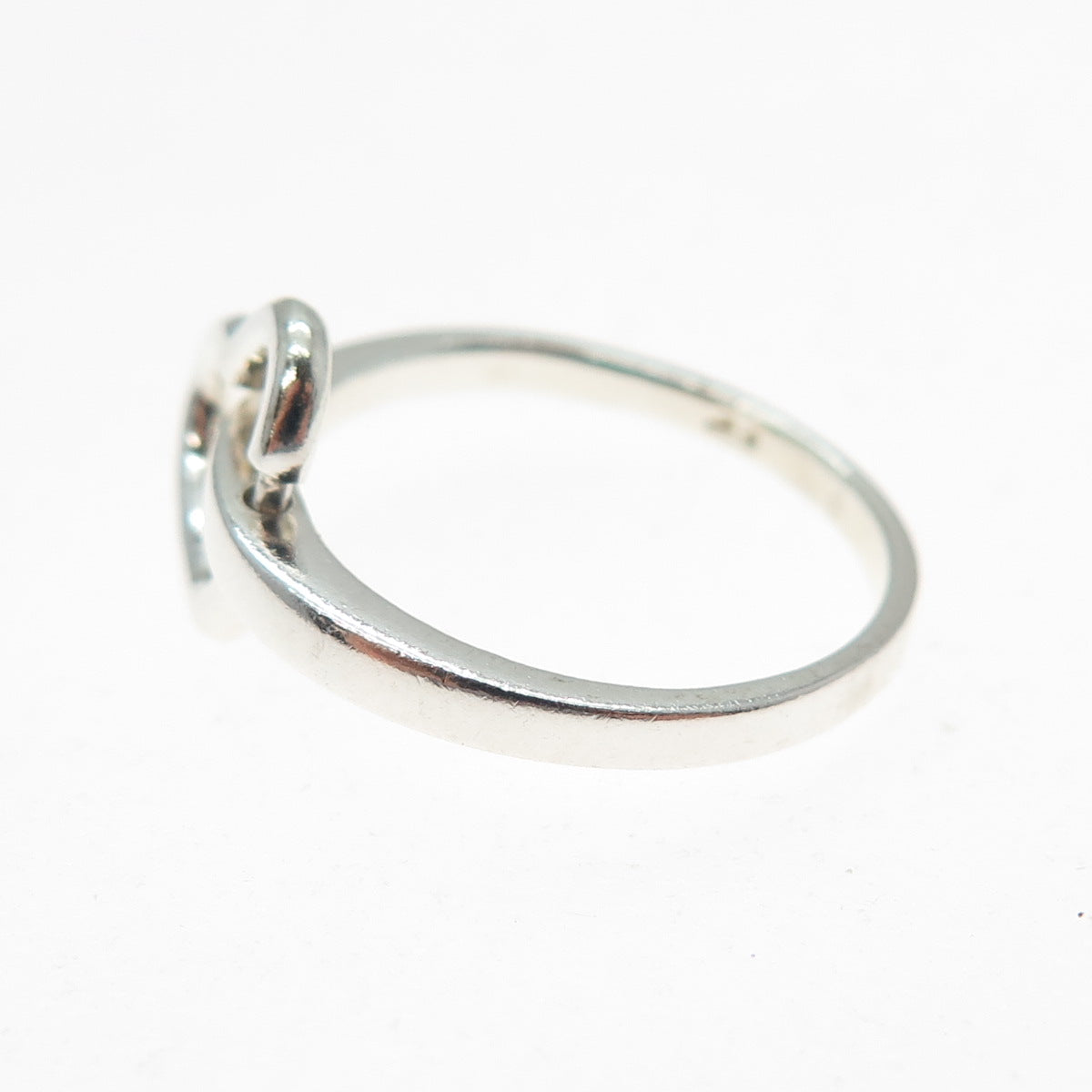 CHAPAL ZENRAY Sterling Silver Vintage Modernist Interlocked Heart Ring Size 7.25