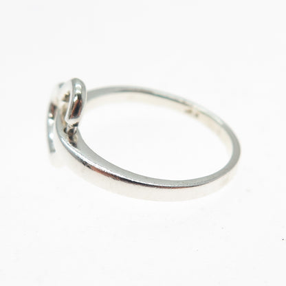 CHAPAL ZENRAY Sterling Silver Vintage Modernist Interlocked Heart Ring Size 7.25