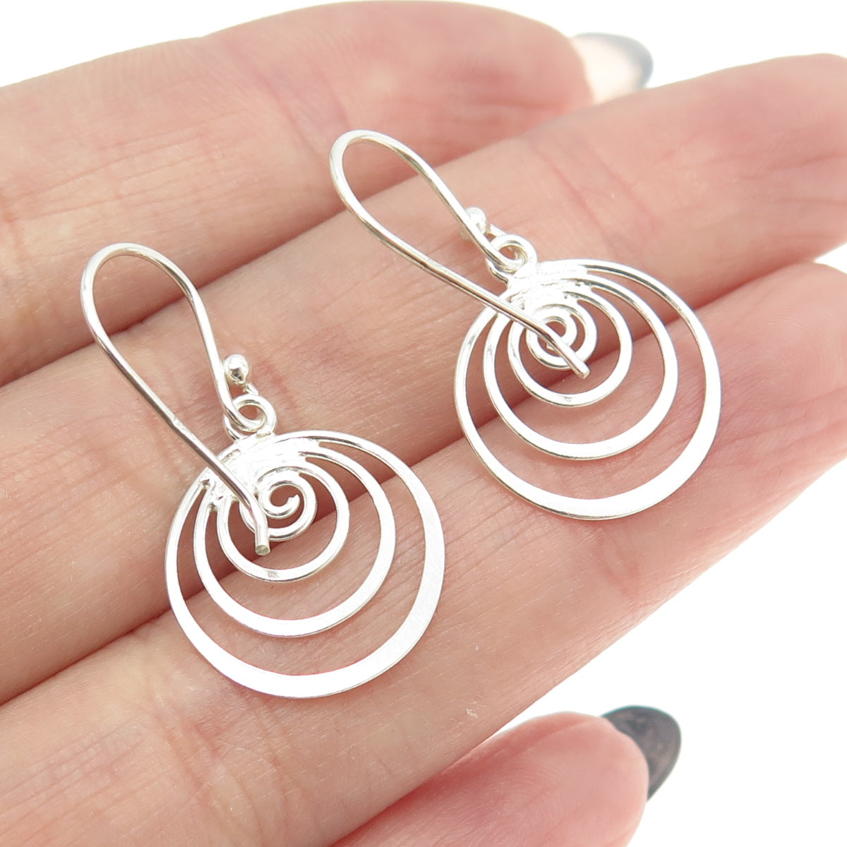 925 Sterling Silver Spiral Drop Dangling Earrings