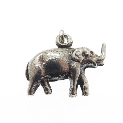 925 Sterling Silver Antique Art Deco Elephant Minimalist Charm Pendant