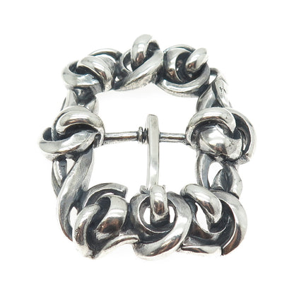 925 Sterling Silver Vintage Spiral Link Solid 140.8g Brutalist Belt Buckle