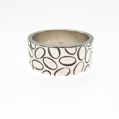 925 Sterling Silver Vintage Modernist Wide Band Ring Size 9