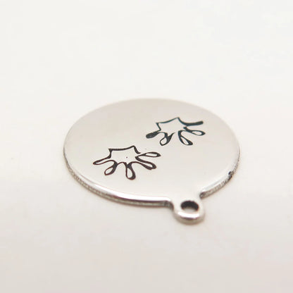 925 Sterling Silver USA Two In Town Etched Charm Pendant