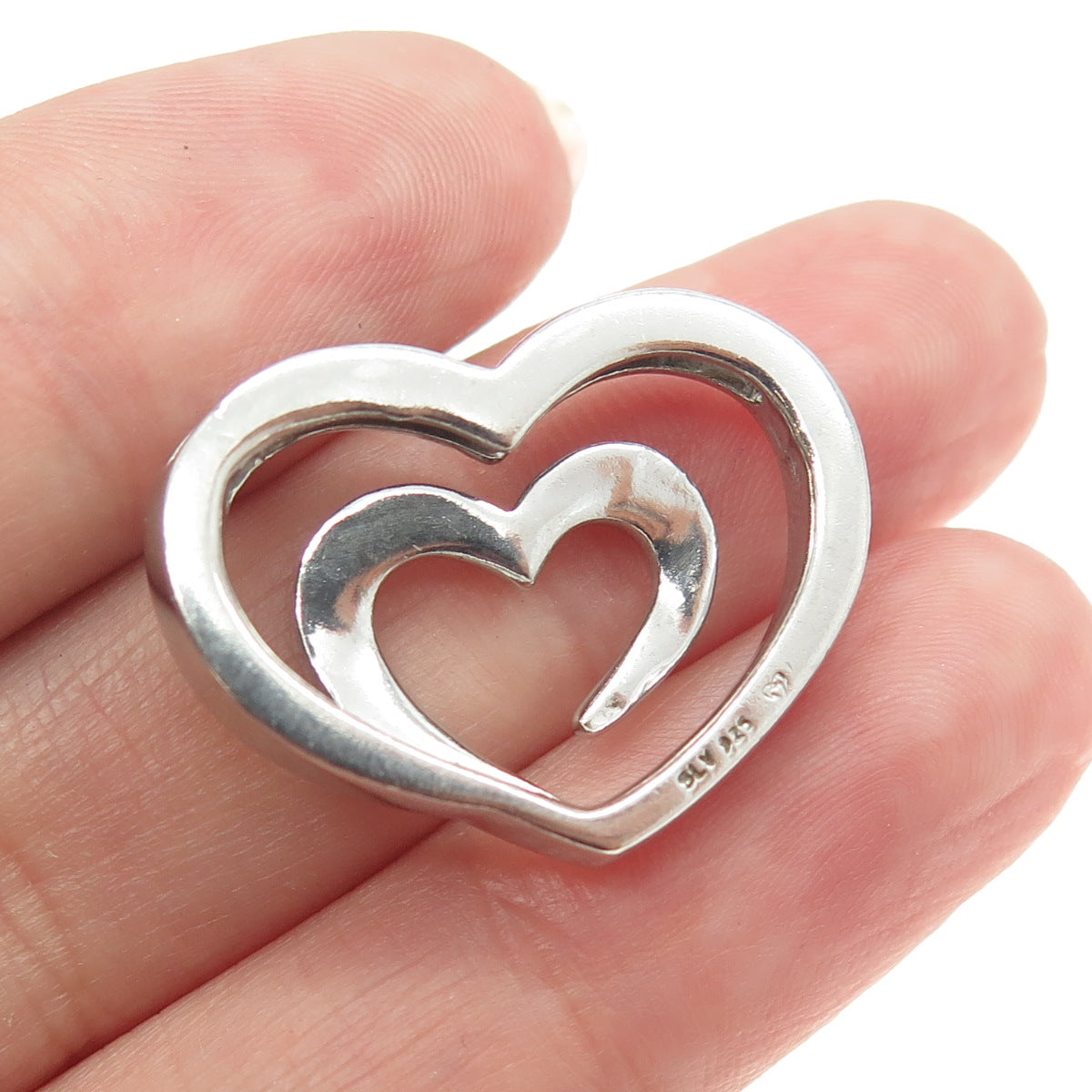 SLV SADYE L VASSIL 925 Sterling Silver Spiral Heart Slide Pendant