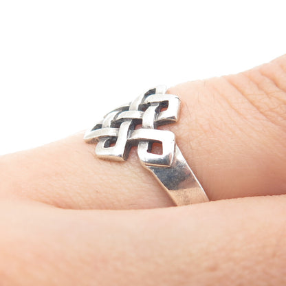 925 Sterling Silver Vintage Celtic Knot Oxidized Ring Size 6