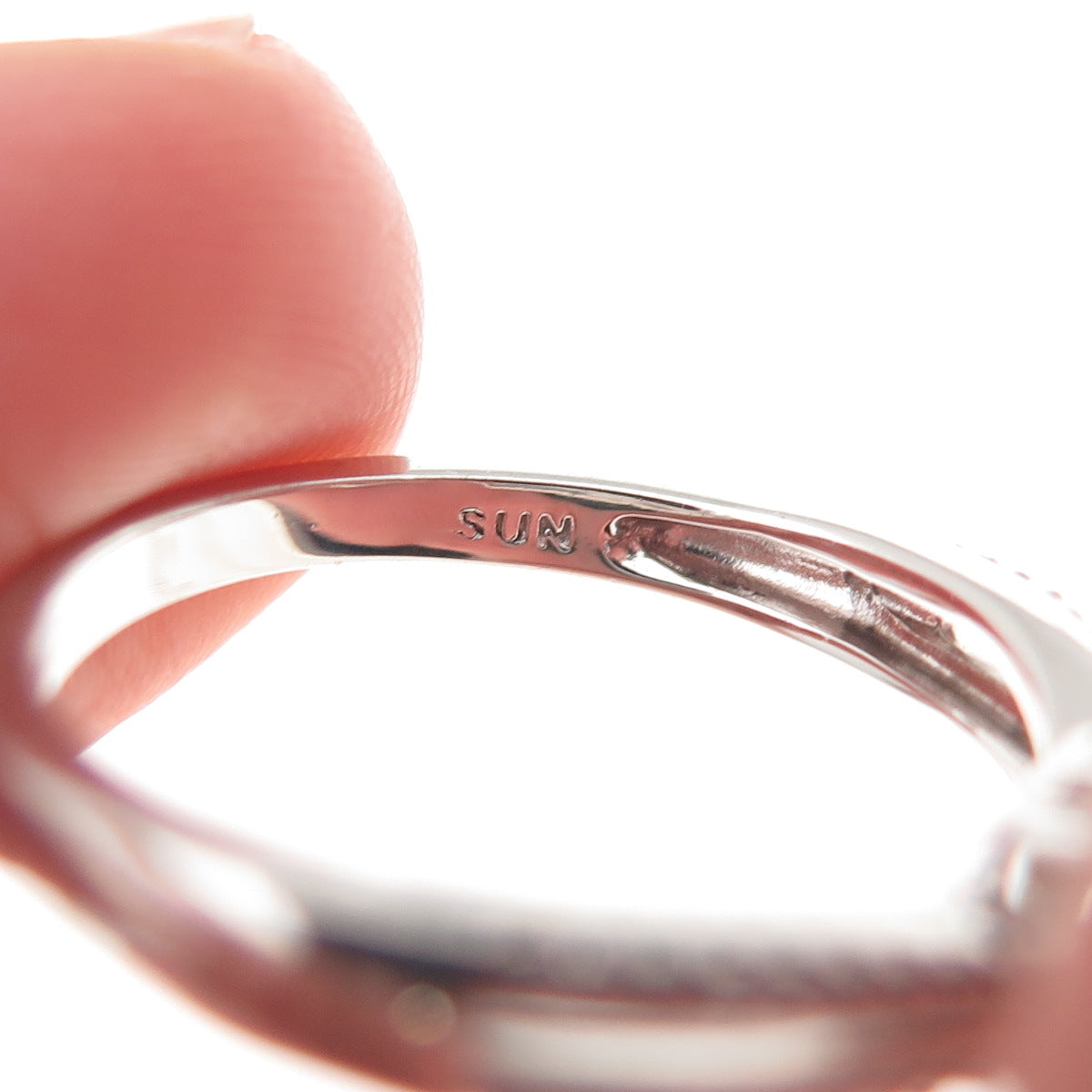 Sun 925 Sterling Silver Real Round-Cut Diamond Engagement Ring Size 7