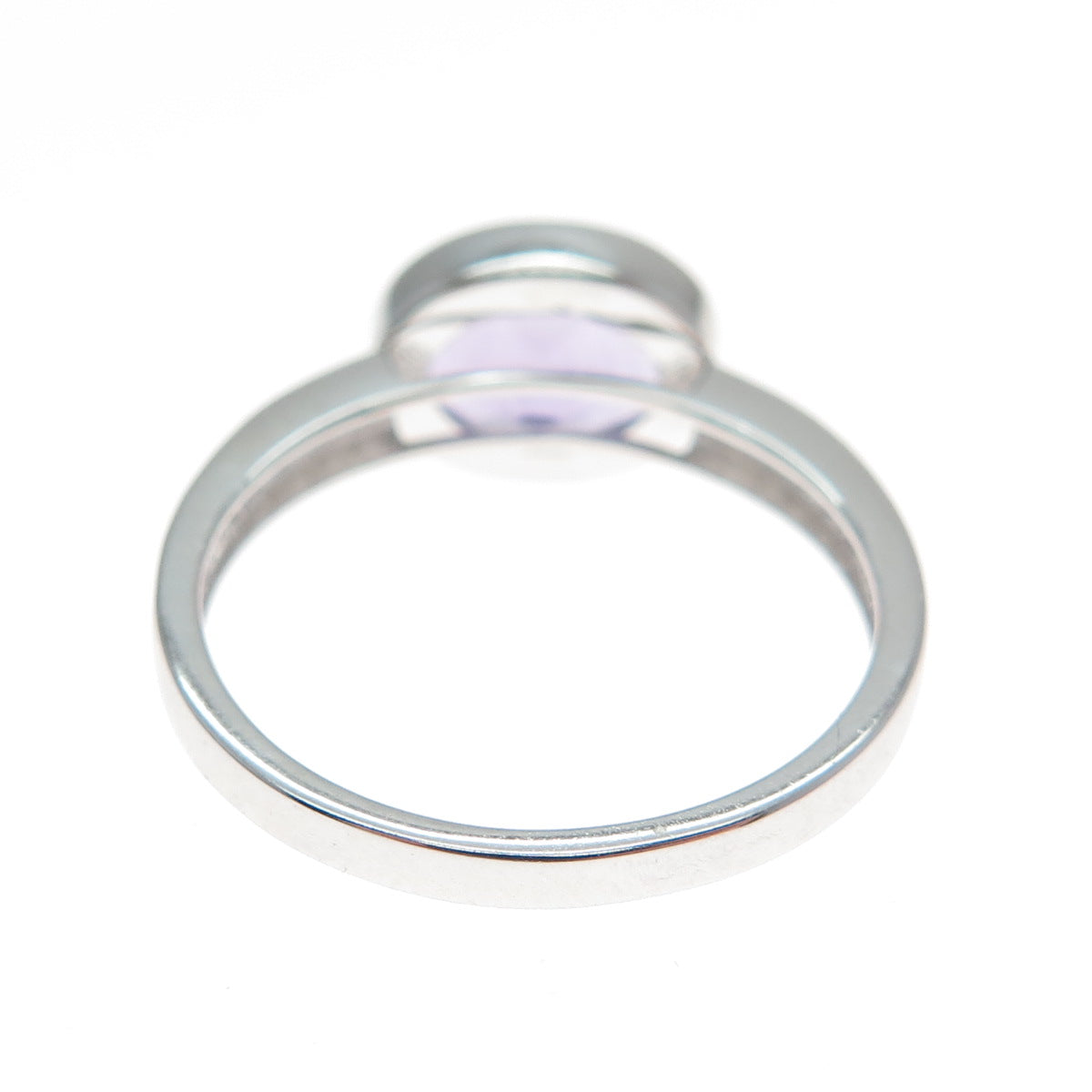 DSMK 925 Sterling Silver Real Amethyst & White Topaz Gemstone Ring Size 8.25