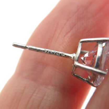 925 Sterling Silver Round-Cut C Z Stud Earrings