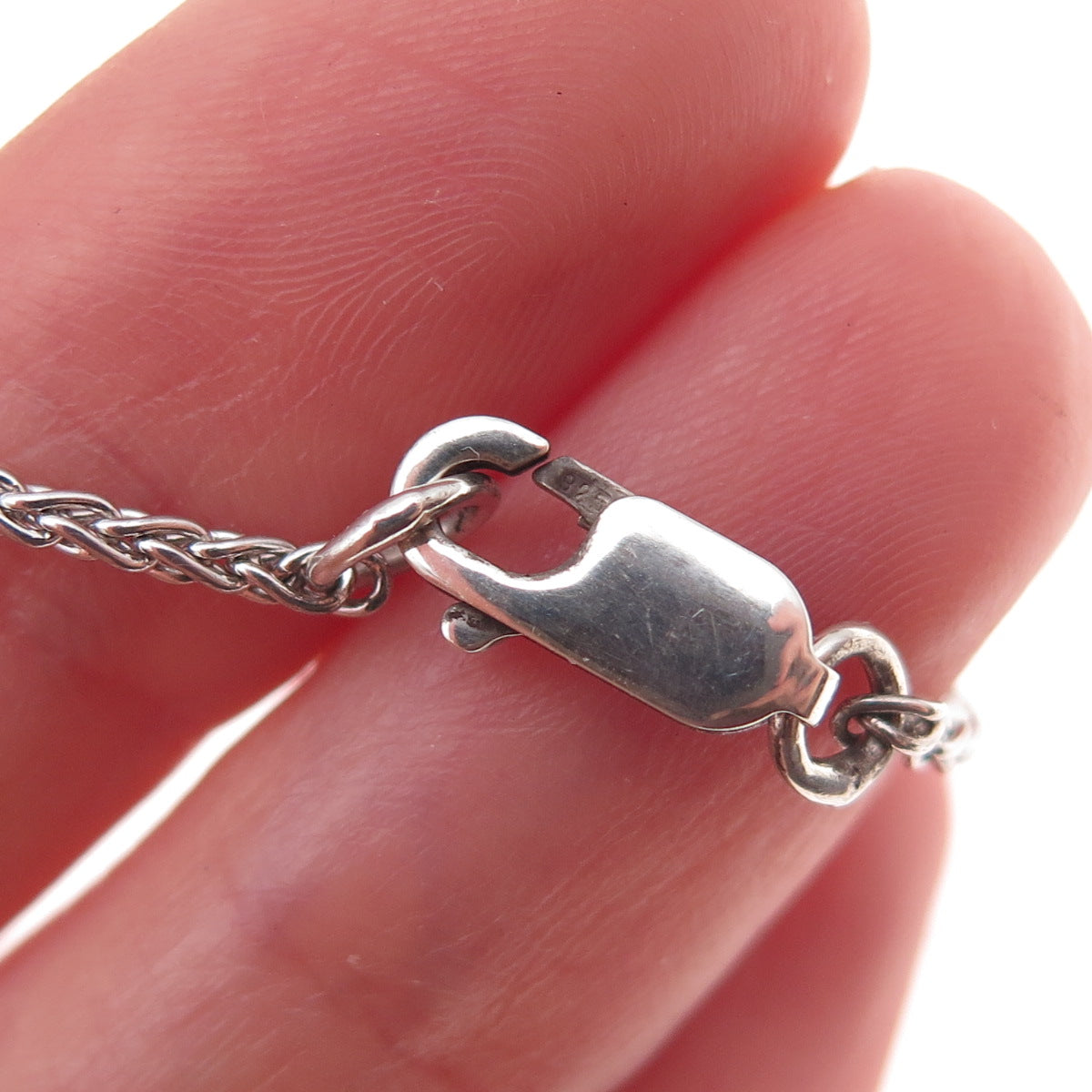925 Sterling Silver Real Diamond Curb & Spiga Chain Necklace 20"