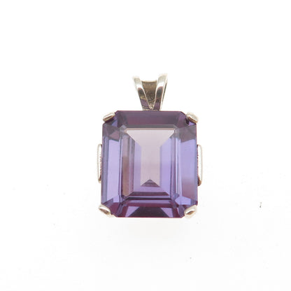 925 Sterling Silver Vintage Lab-Created Peacock Sapphire Mini Charm Pendant
