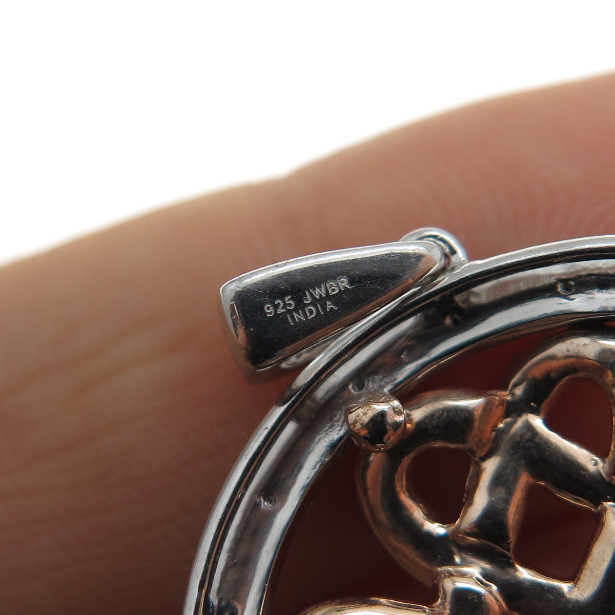 JANE SEYMOUR 925 Sterling Silver 2-Tone Real Diamond Heart Knot Pendant