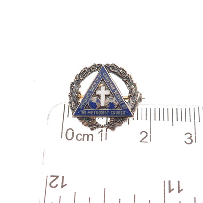 Robbins & Co. 925 Sterling Antique Enamel Woman's Society Methodist Church Pin
