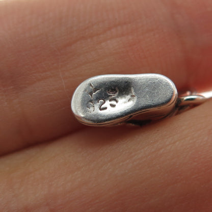 SUNWEST 925 Sterling Silver Vintage Shoe Oxidized Minimalist 3D Charm Pendant