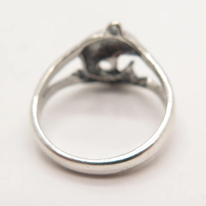925 Sterling Silver Vintage Friendly Dolphin Ring Size 5