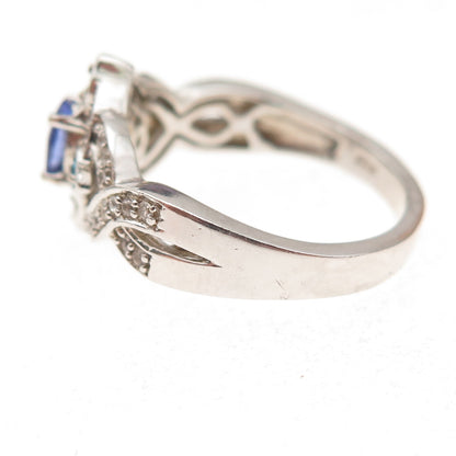 Chuck Clemency 925 Sterling Silver Real Tanzanite Topaz & Apatite Ring Size 8