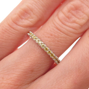 925 Sterling Silver Round-Cut Canary C Z Eternity All Around Band Ring Size 5