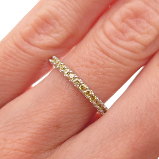 925 Sterling Silver Round-Cut Canary C Z Eternity All Around Band Ring Size 5