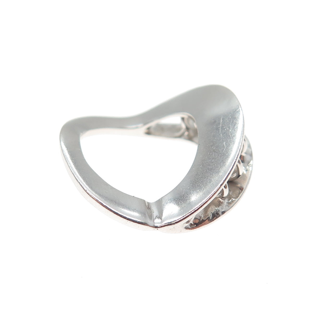 925 Sterling Silver Vintage Modernist Spring Pinky Ring Size 2.75