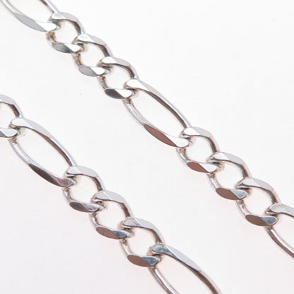 925 Sterling Silver Vintage Italy Figaro Chain Necklace 20"