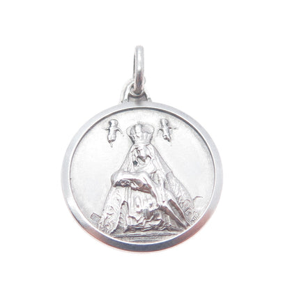925 Sterling Silver Vintage 1976 Virgin of Copacabana Engraved Charm Pendant