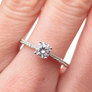 925 Sterling Silver Round-Cut C Z Engagement Ring Size 6.25