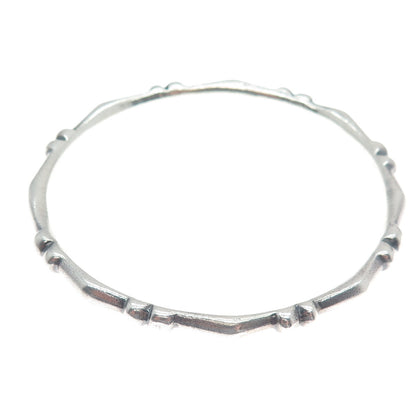 925 Sterling Silver Vintage Diamond-Shape Ball Station Bangle Bracelet 7.75"