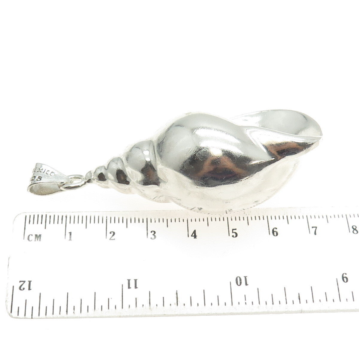 925 Sterling Silver Vintage Mexico Seashell Large Pendant