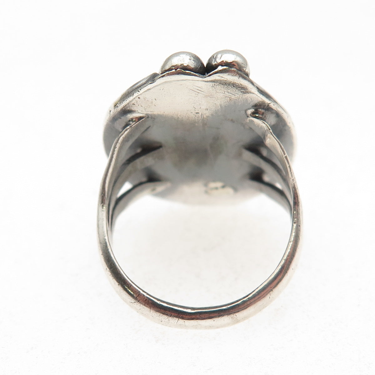 Old Pawn Sterling Silver Vintage Southwestern Turquoise Tribal Ring Size 3.75