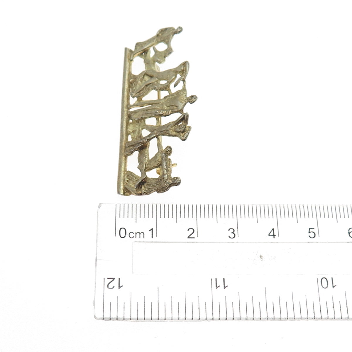 800 Silver Gold Plated Antique European Battle Scene Pin Brooch