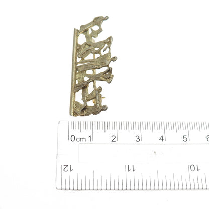 800 Silver Gold Plated Antique European Battle Scene Pin Brooch