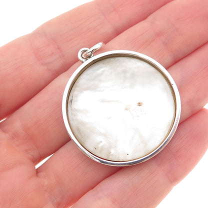 925 Sterling Silver Vintage 1974 IFH London Real MOP Modernist Charm Pendant