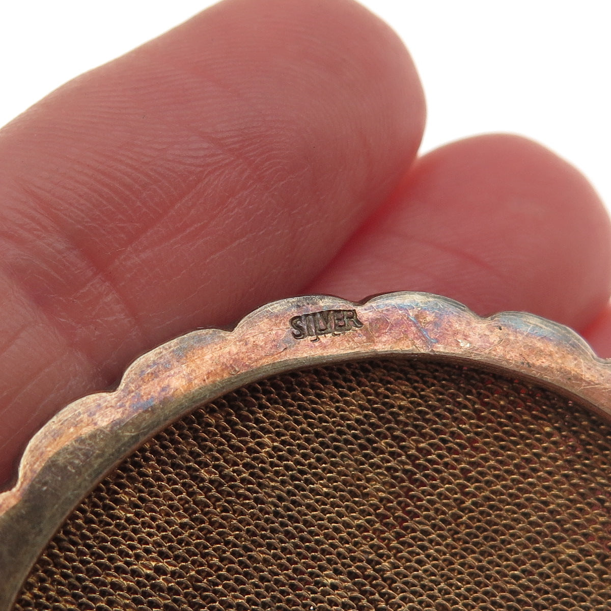 925 Sterling Silver Gold Plated Antique China Enamel Real Coral Floral Brooch