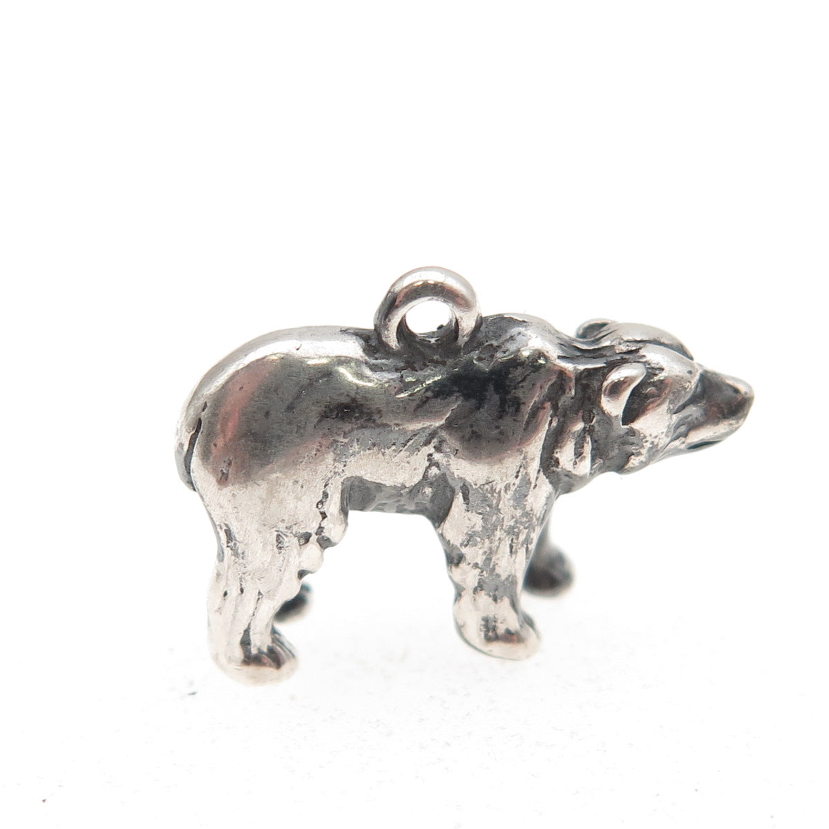 925 Sterling Silver Vintage Bear Oxidized 3D Mini Charm Pendant