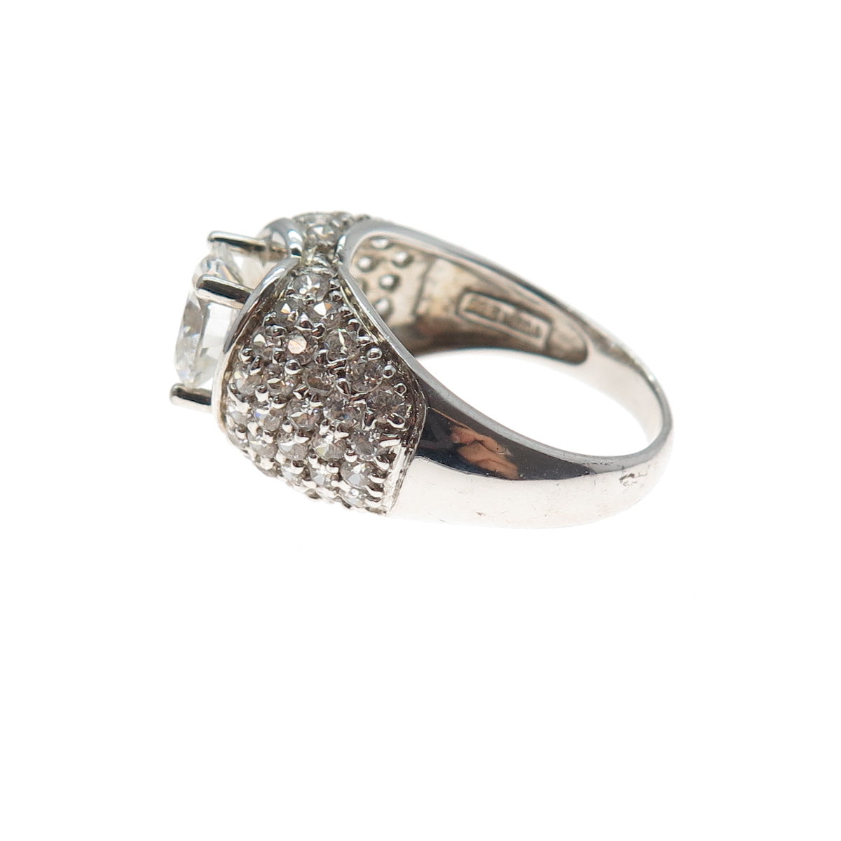 MEDA 925 Sterling Silver Round-Cut C Z Heart Ring Size 7