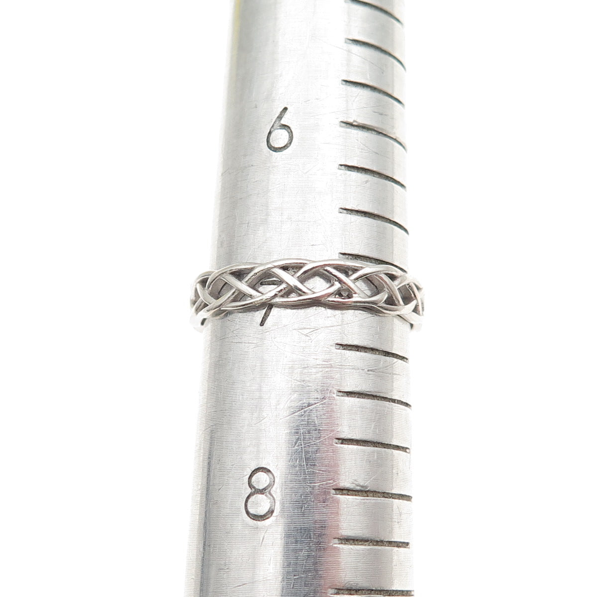925 Sterling Silver Vintage Woven Band Ring Size 7
