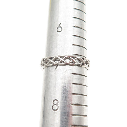 925 Sterling Silver Vintage Woven Band Ring Size 7