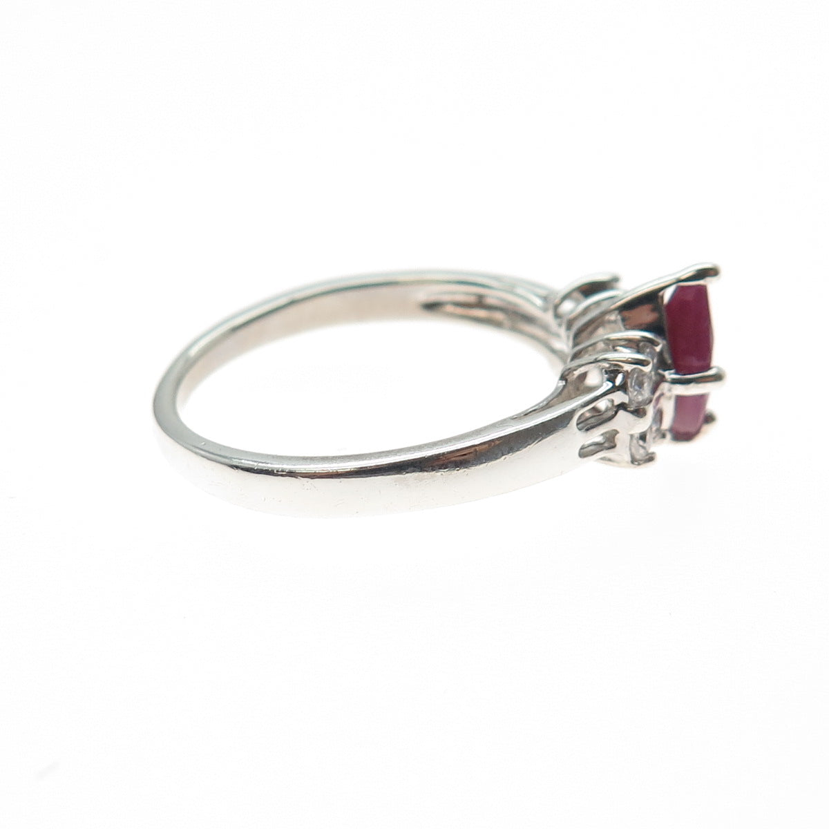 RJ GRAZIANO 925 Sterling Silver Real Marquise-Cut Ruby & C Z Ring Size 8.25