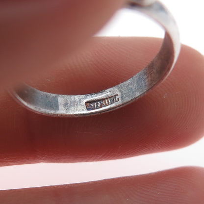 925 Sterling Silver Vintage Real Amethyst Modernist Ring Size 5.75