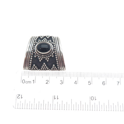 SUARTI BALI 925 Sterling Silver Vintage Real Black Onyx Granulated Slide Pendant