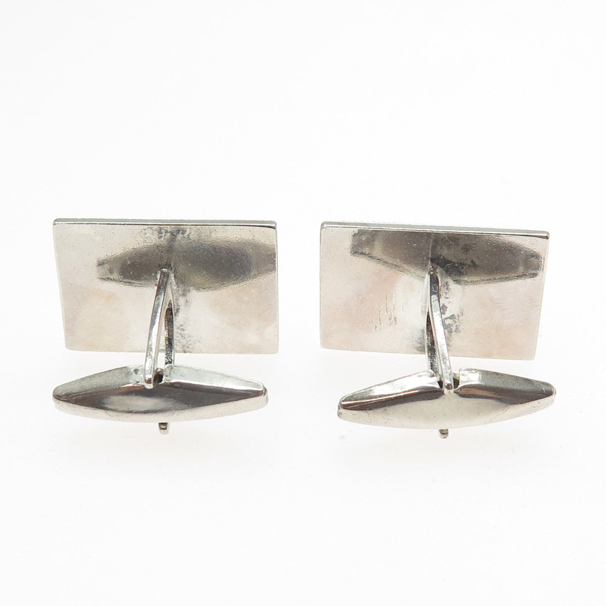 JUWEL 835 Silver Vintage Diamond-Cut Modernist Cufflinks
