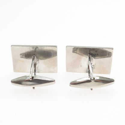 JUWEL 835 Silver Vintage Diamond-Cut Modernist Cufflinks