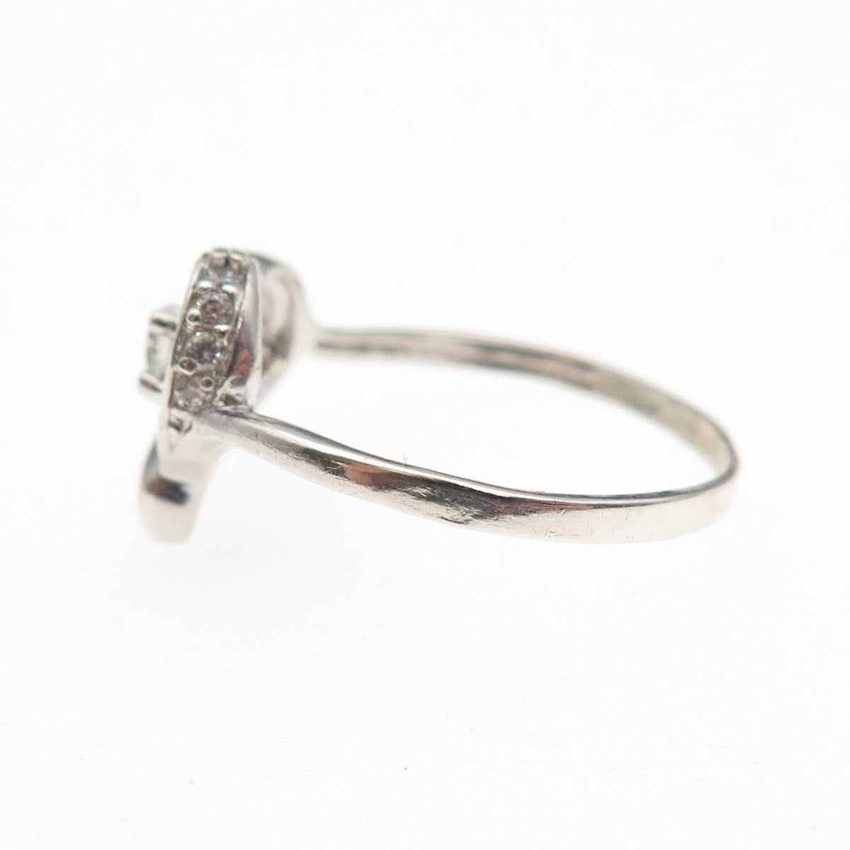 925 Sterling Silver Round-Cut C Z Heart Ring Size 8.75