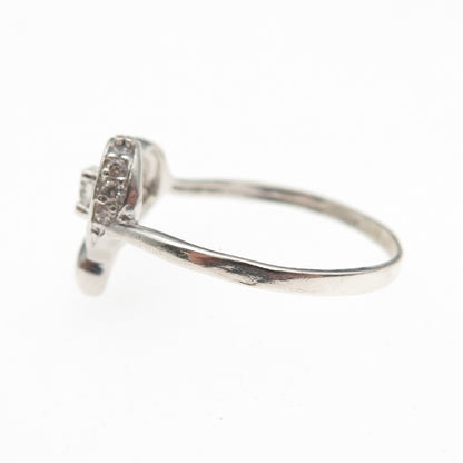 925 Sterling Silver Round-Cut C Z Heart Ring Size 8.75