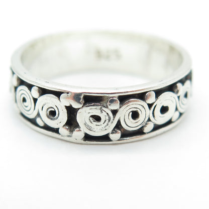 925 Sterling Silver Vintage Spiral / Swirl Band Ring Size 9